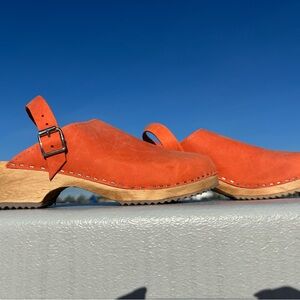 MIA Oranges  Leather Clogs with Wooden Sole